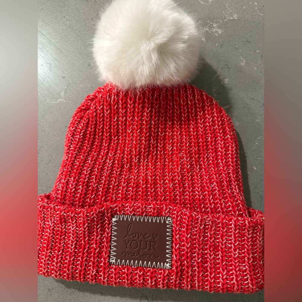 Red Knit Pom-Pom Beanie
